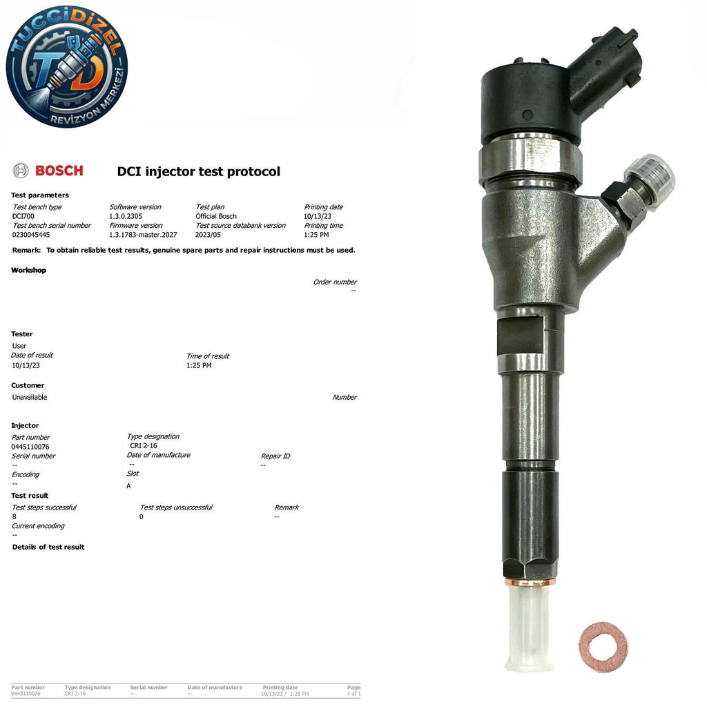 4 Adet Bosch Enjektör Seti 0445110076 Peugeot/Citroën/Fiat 2.0 HDI