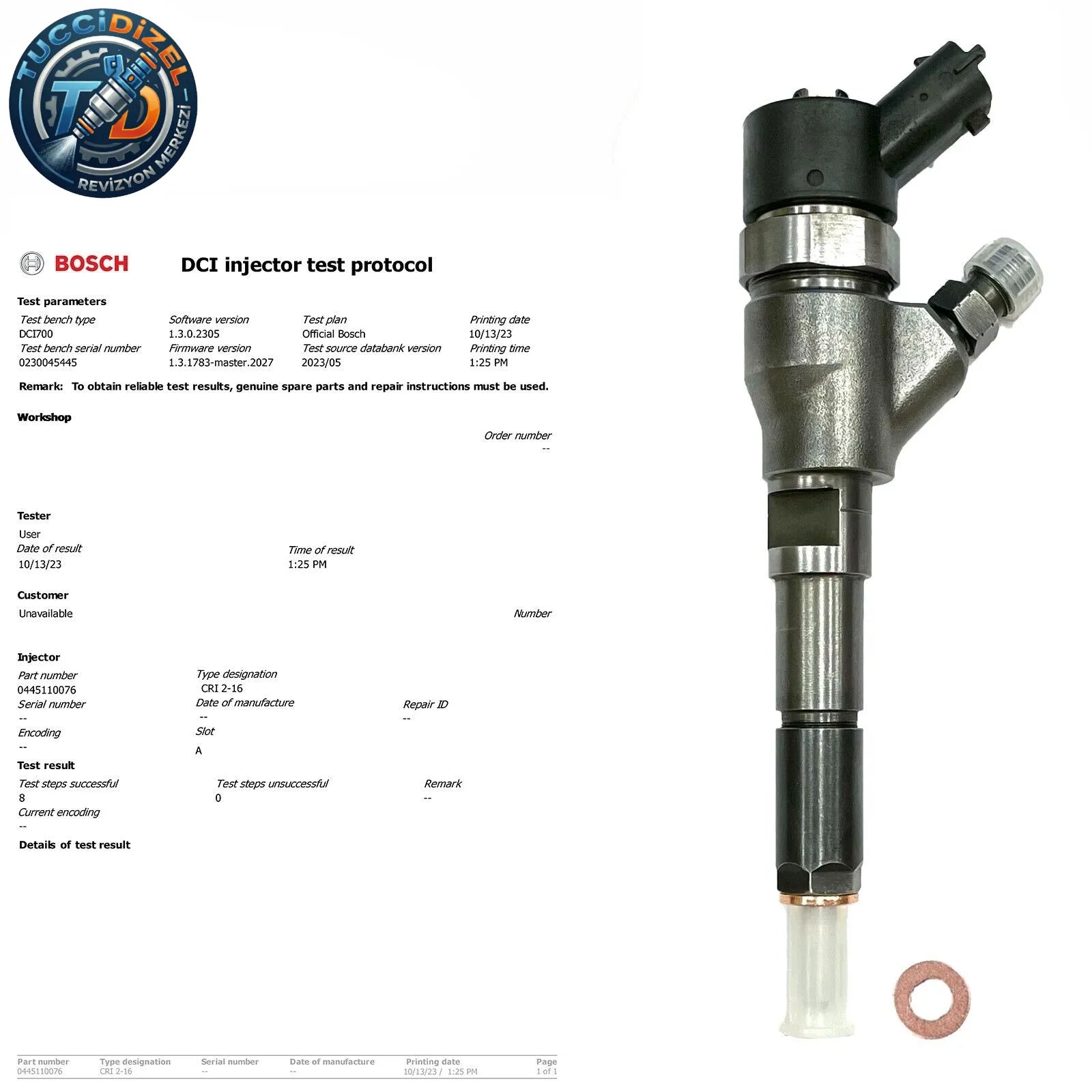 4 Adet Bosch Enjektör Seti 0445110076 Peugeot/Citroën/Fiat 2.0 HDI