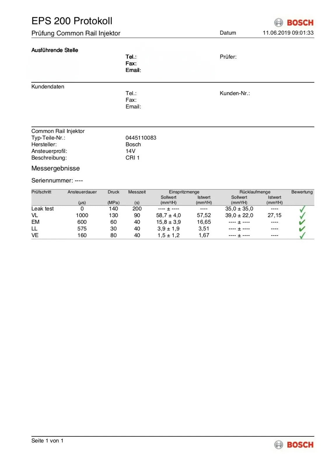 Opel Fiat Lancia Injektör 1.3 CDTi Bosch 0445110083 0986435078