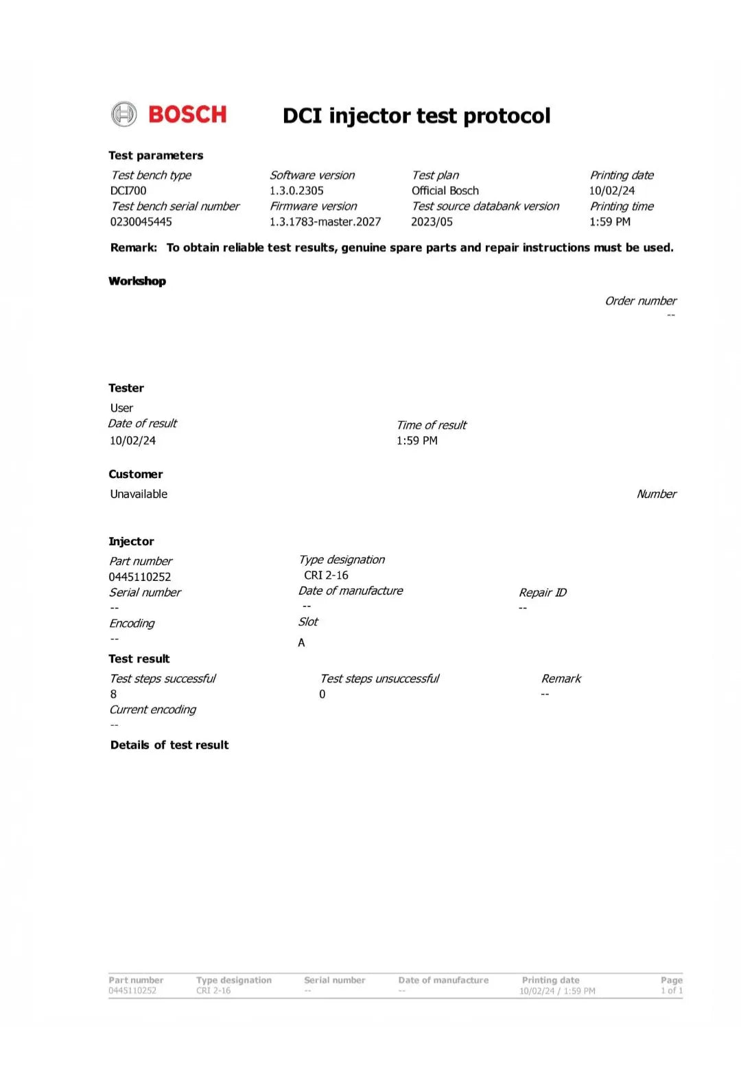 4 Adet Bosch Enjektör 0445110252 Citroën & Peugeot 1.4 HDi