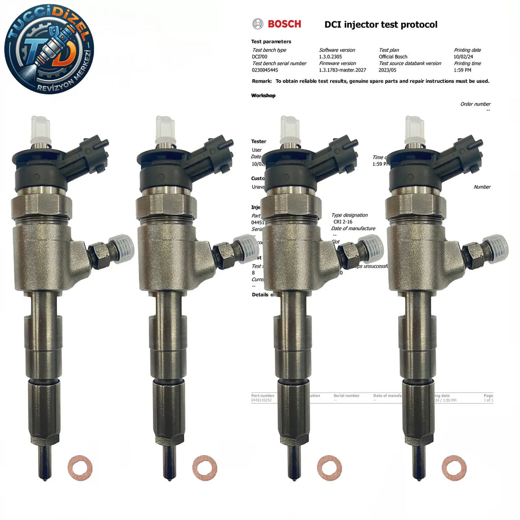 4 Adet Bosch Enjektör 0445110252 Citroën & Peugeot 1.4 HDi