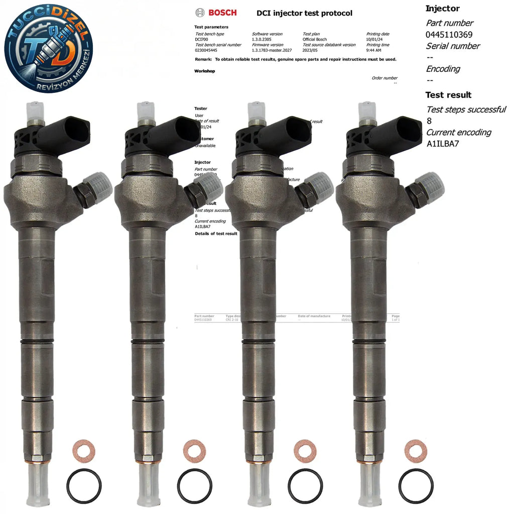 4 Adet Enjektör 0445110369 03L130277J 03L130277Q VW Audi 2,0 BOSCH