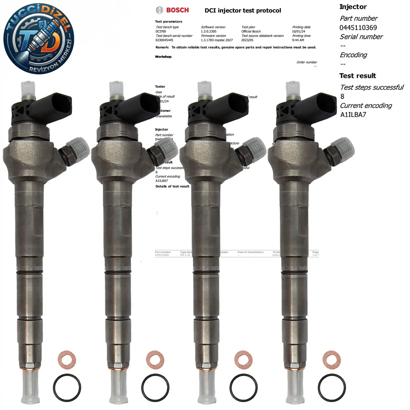 4 Adet Enjektör 0445110369 03L130277J 03L130277Q VW Audi 2,0 BOSCH