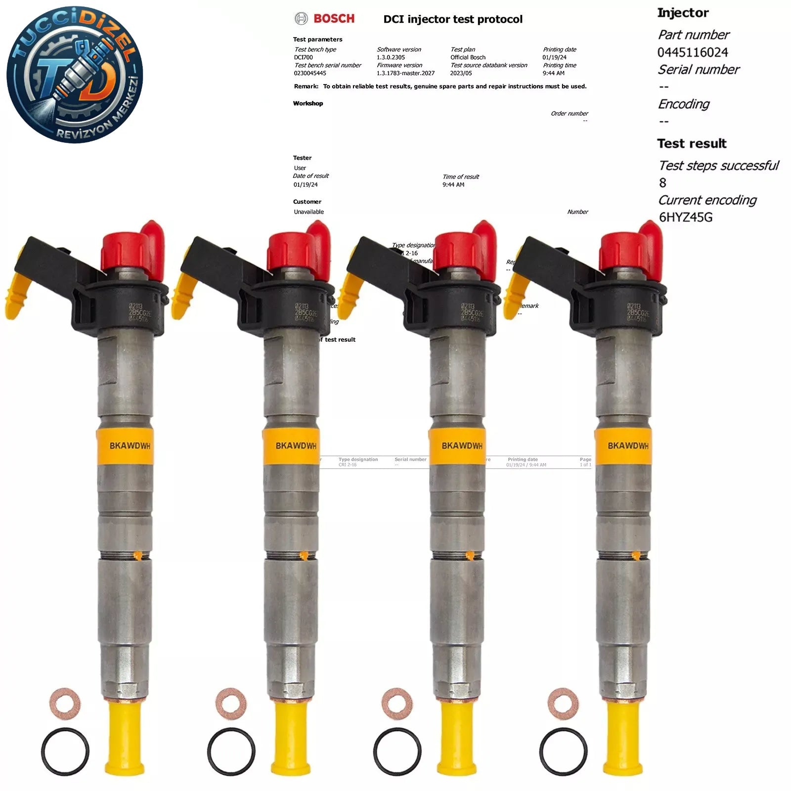 4 Adet BOSCH Dizel Enjektör 0445116024 BMW Seri 3, 5, 7, X1, X3, X5, X6