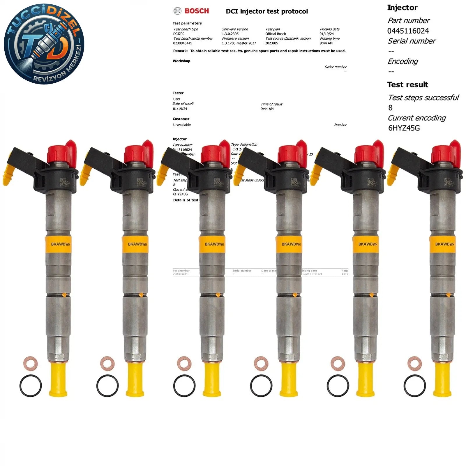 6 Adet BOSCH Dizel Enjektör 0445116024 BMW Seri 3, 5, 7, X1, X3, X5, X6