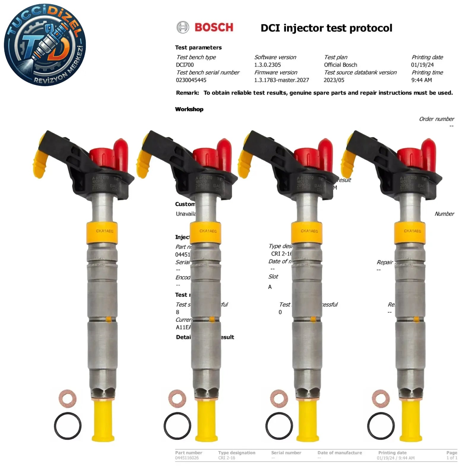 4 Adet BOSCH Enjektör (0445116026/0445116028) Mercedes-Benz V6 Dizel