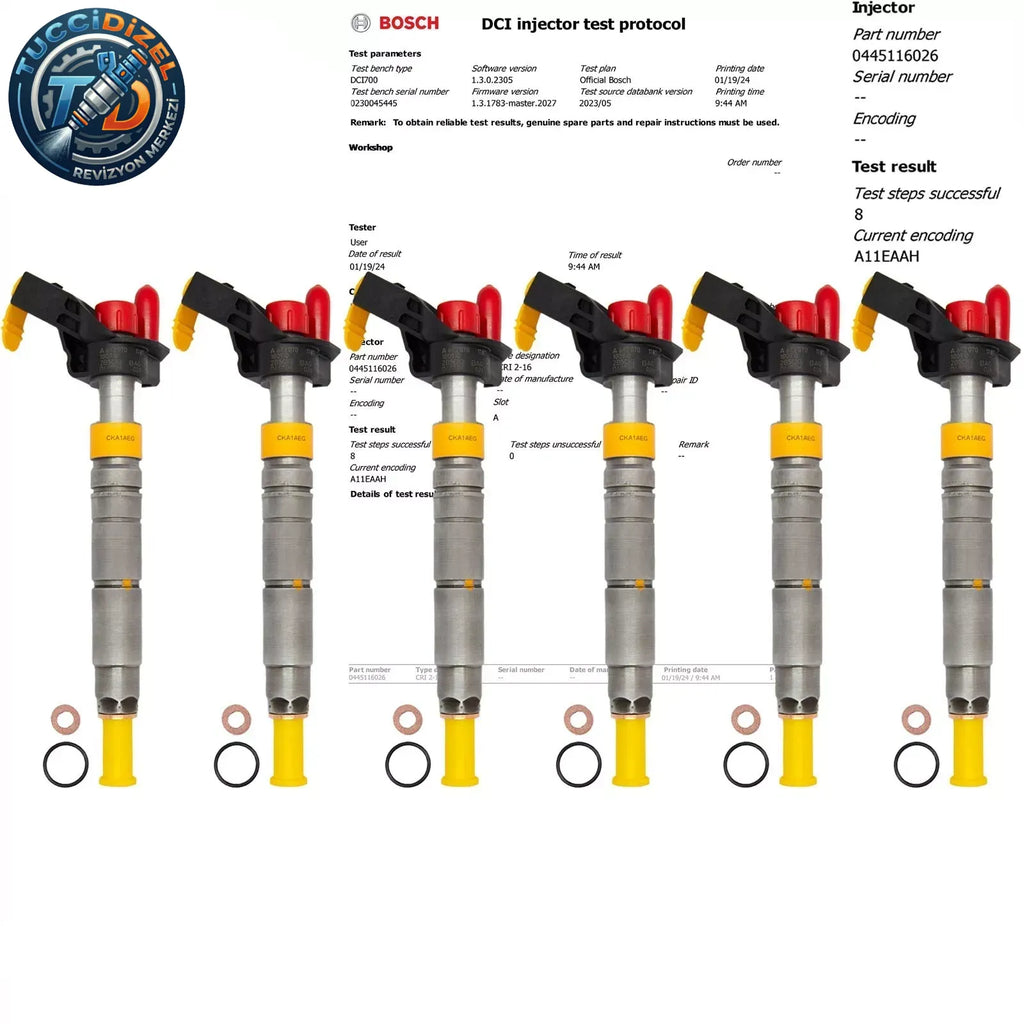 6 Adet BOSCH Enjektör (0445116026/0445116028) Mercedes-Benz V6 Dizel