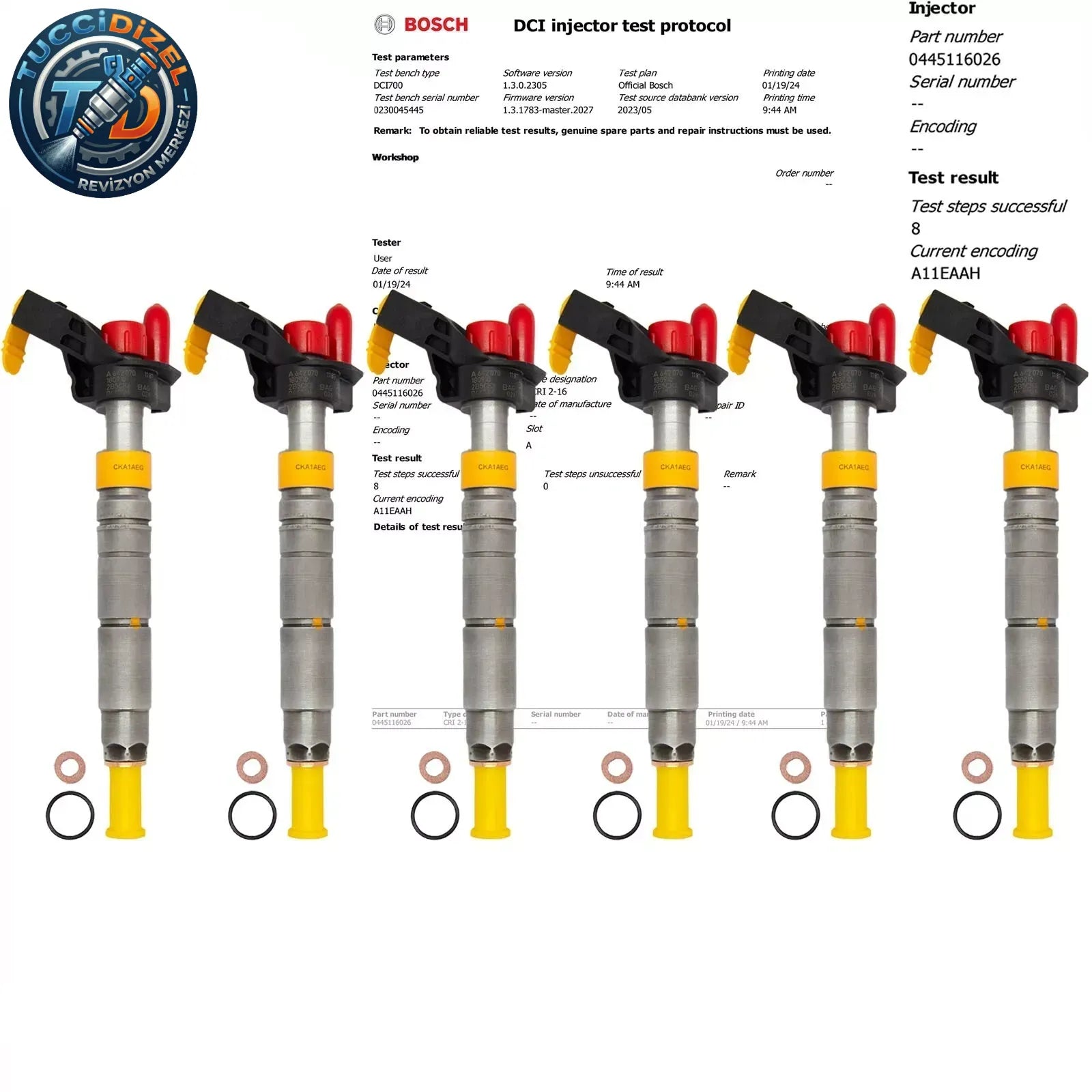 6 Adet BOSCH Enjektör (0445116026/0445116028) Mercedes-Benz V6 Dizel