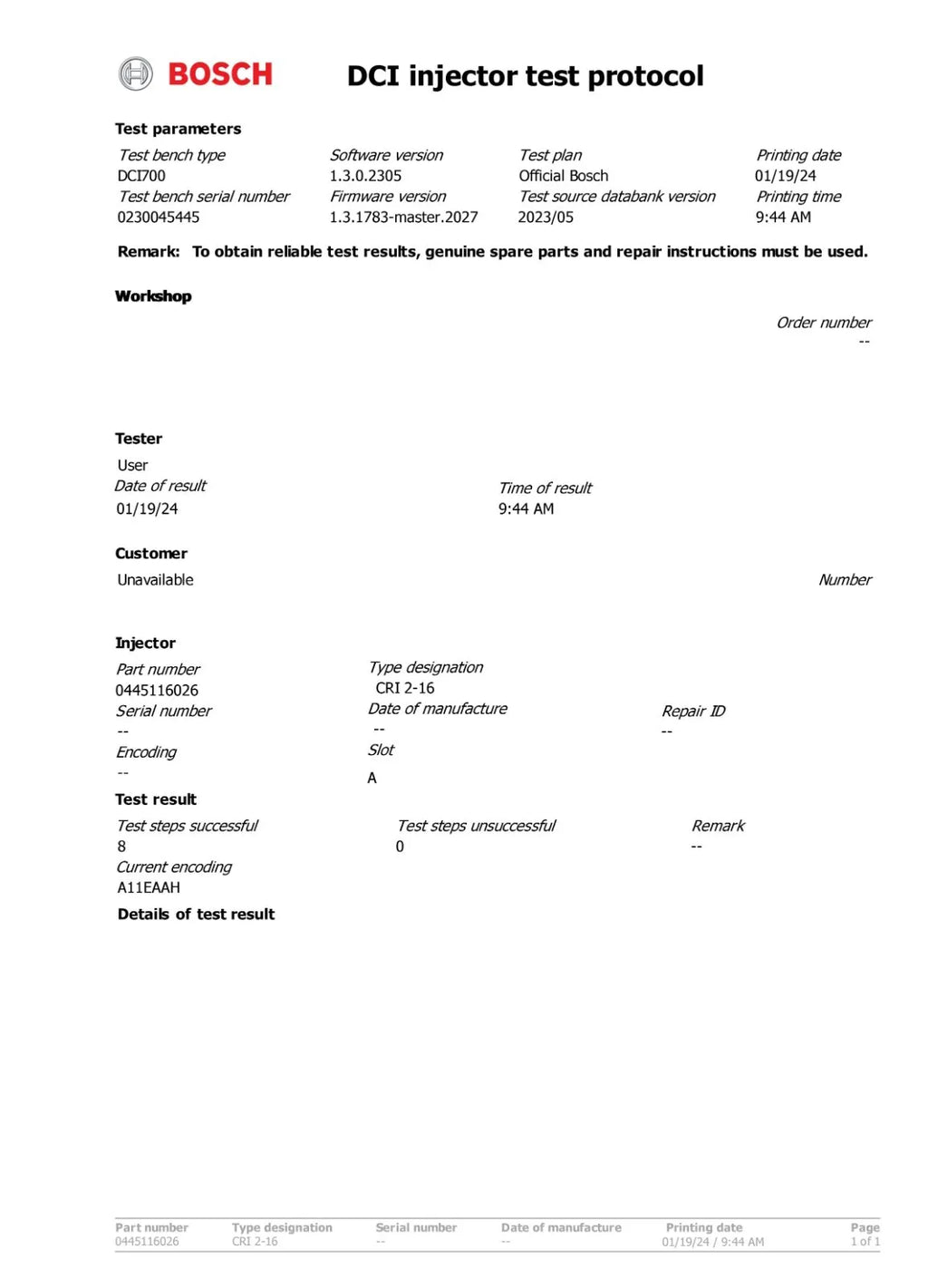 BOSCH Enjektör (0445116026/0445116028) Mercedes-Benz V6 Dizel
