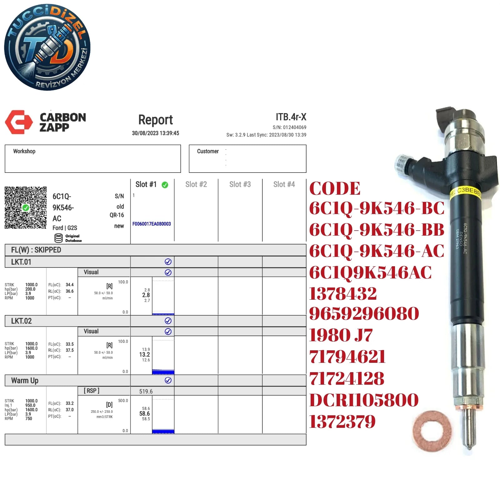 Denso Enjektör Ford Transit 2.2 TDCi Peugeot Boxer 6C1Q-9K546-AC